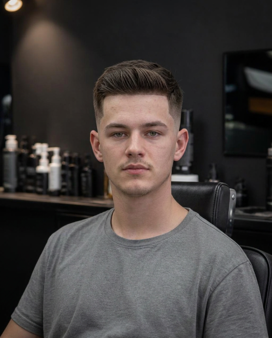 O mesmo cliente depois de um mid fade com topo texturizado
