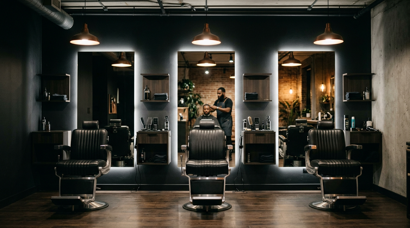 Interior da TRAÇO Barber Studio em Torres Vedras